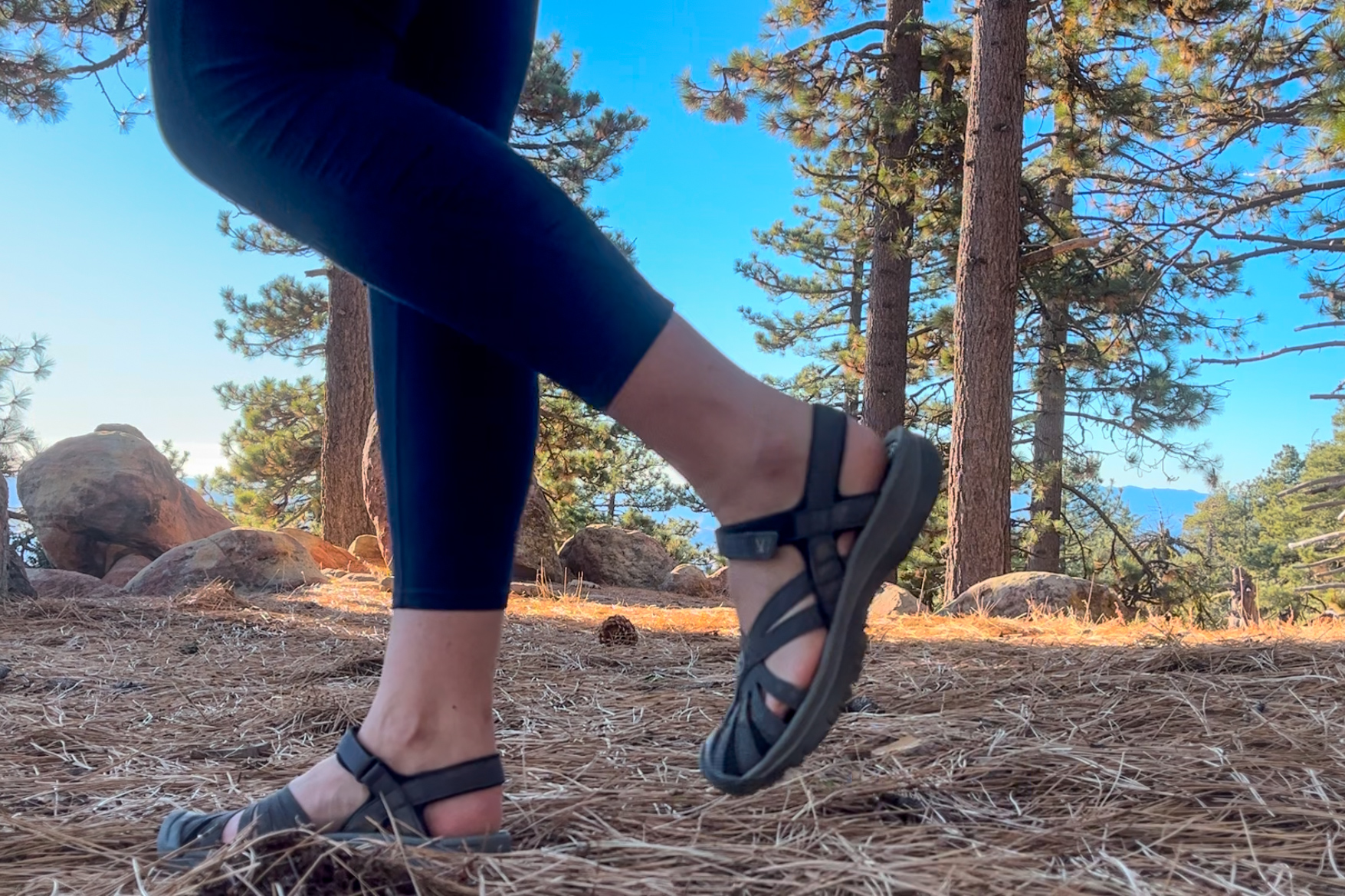 Our tester on a hike in the KEEN Rose sandals.