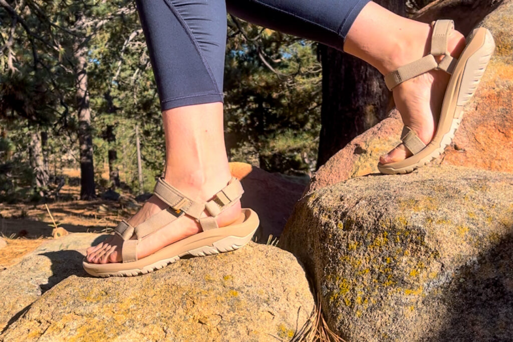 Our tester on a hike in the Teva Hurricane XLT2 hiking sandals.