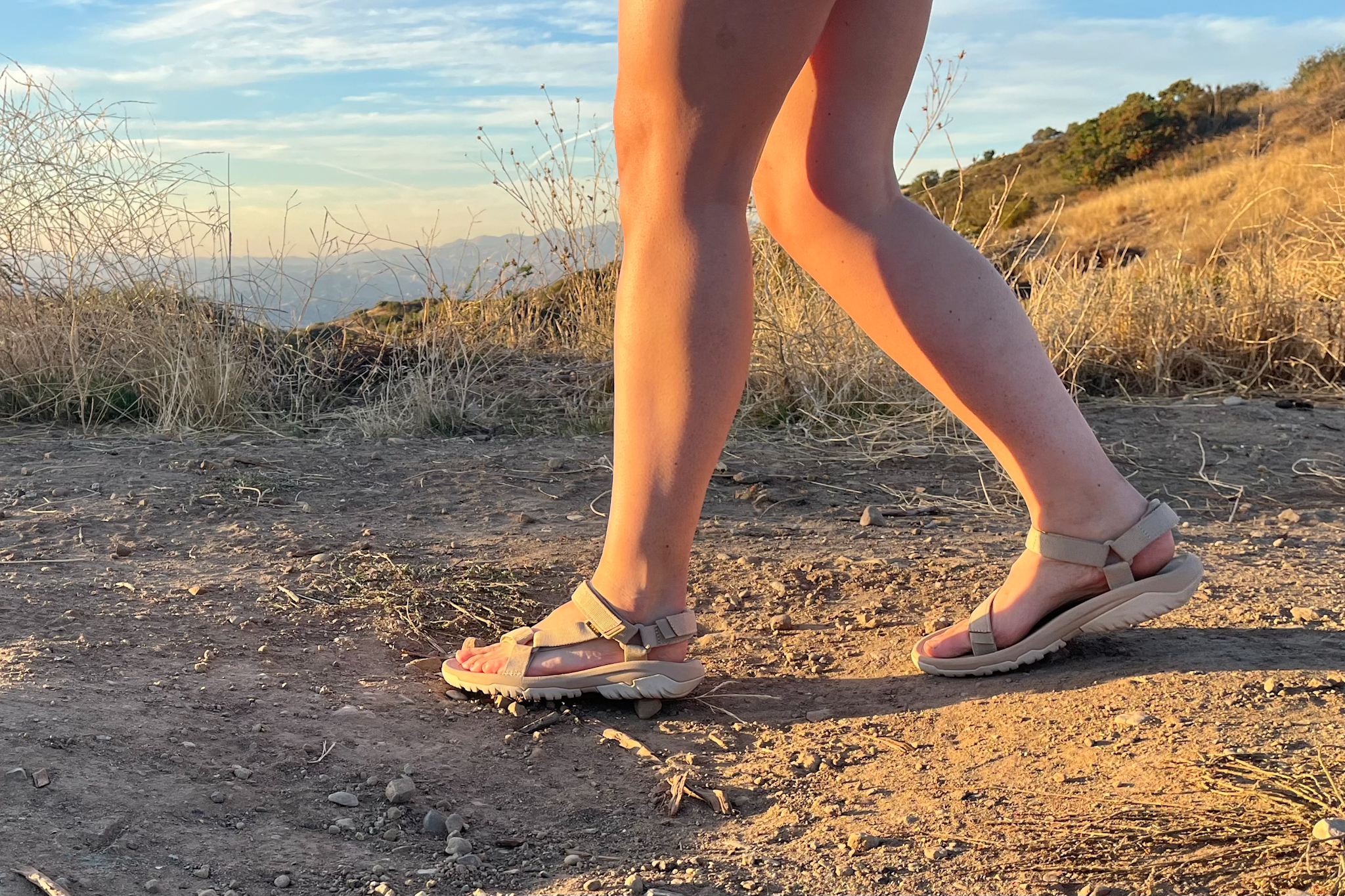 Our tester on a hike in the Teva Hurricane XLT2 hiking sandals.