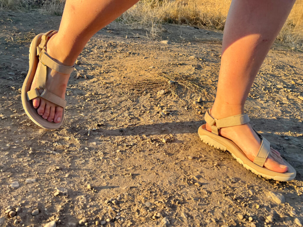 Our tester on a hike in the Teva Hurricane XLT2 hiking sandals.