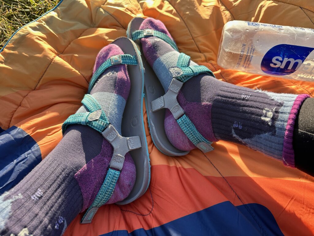 the Xero Shoes Z-Trail EV on a camp blanket