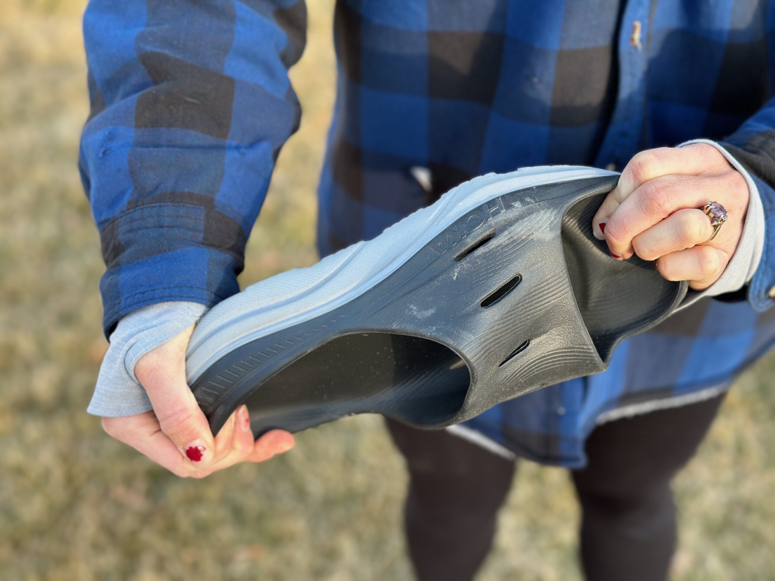 the twist test to show support in each shoe