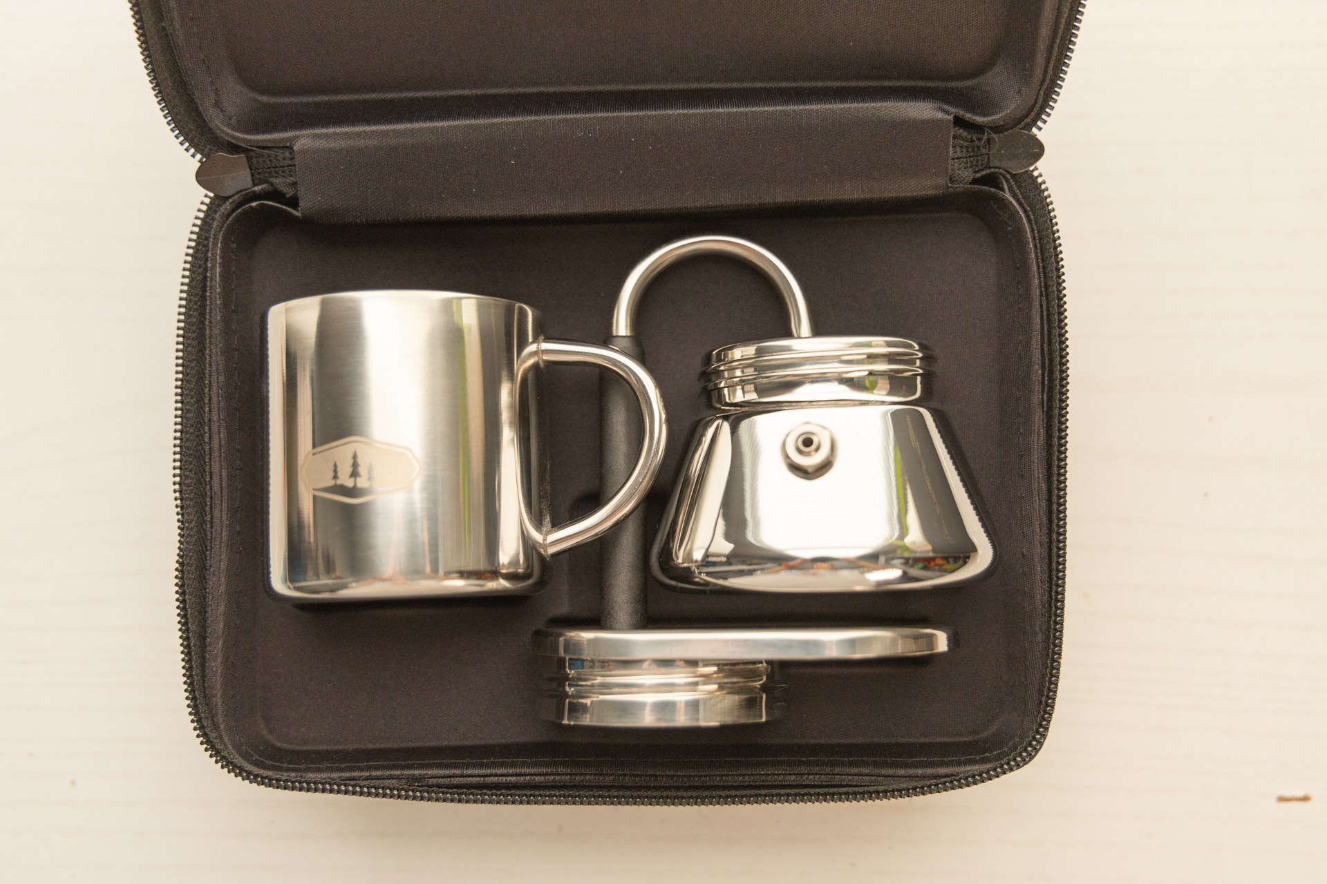 The GSI Mini Espresso set in its travel case.