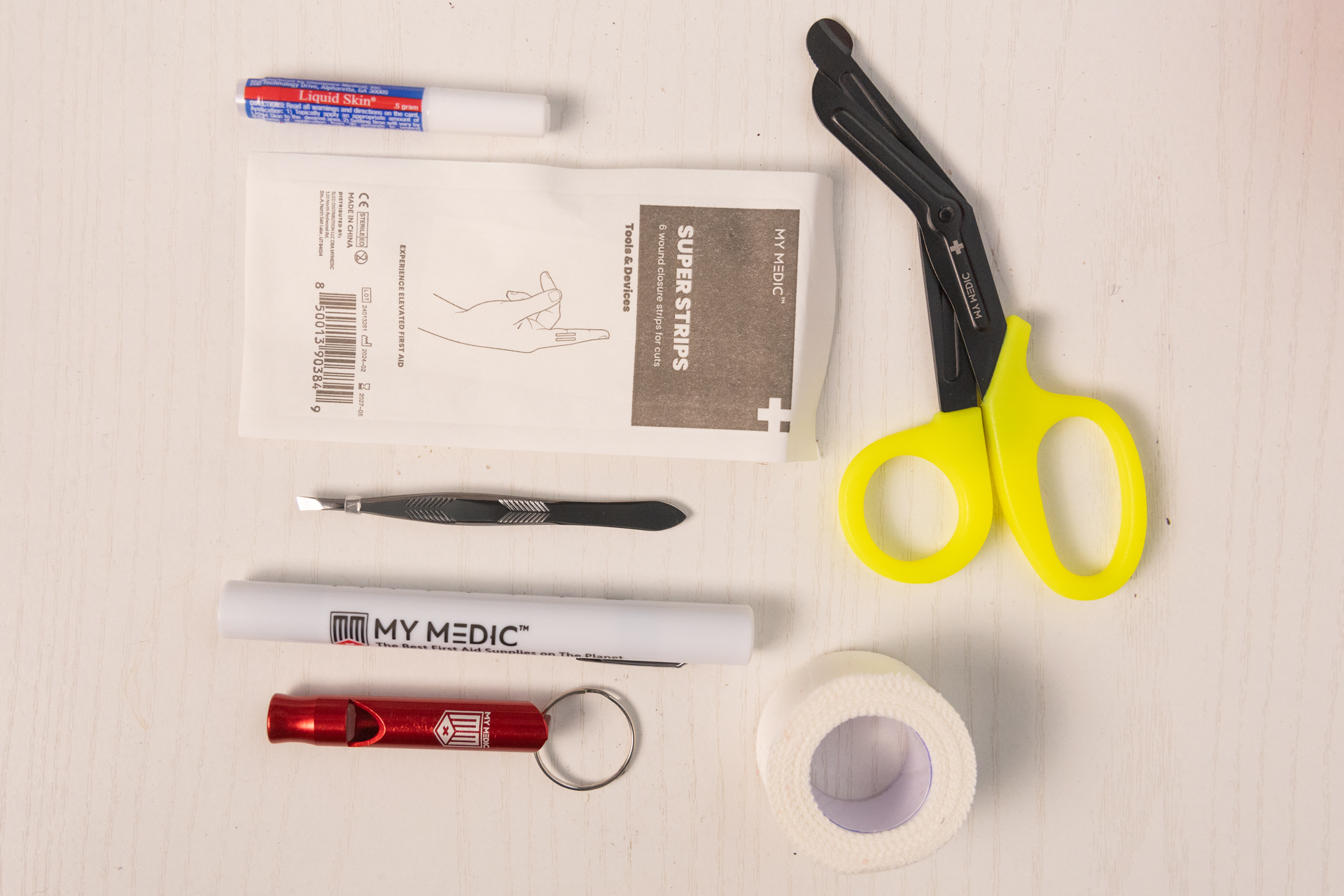 Some of the supplies inside the My Medic MyFAK Mini.