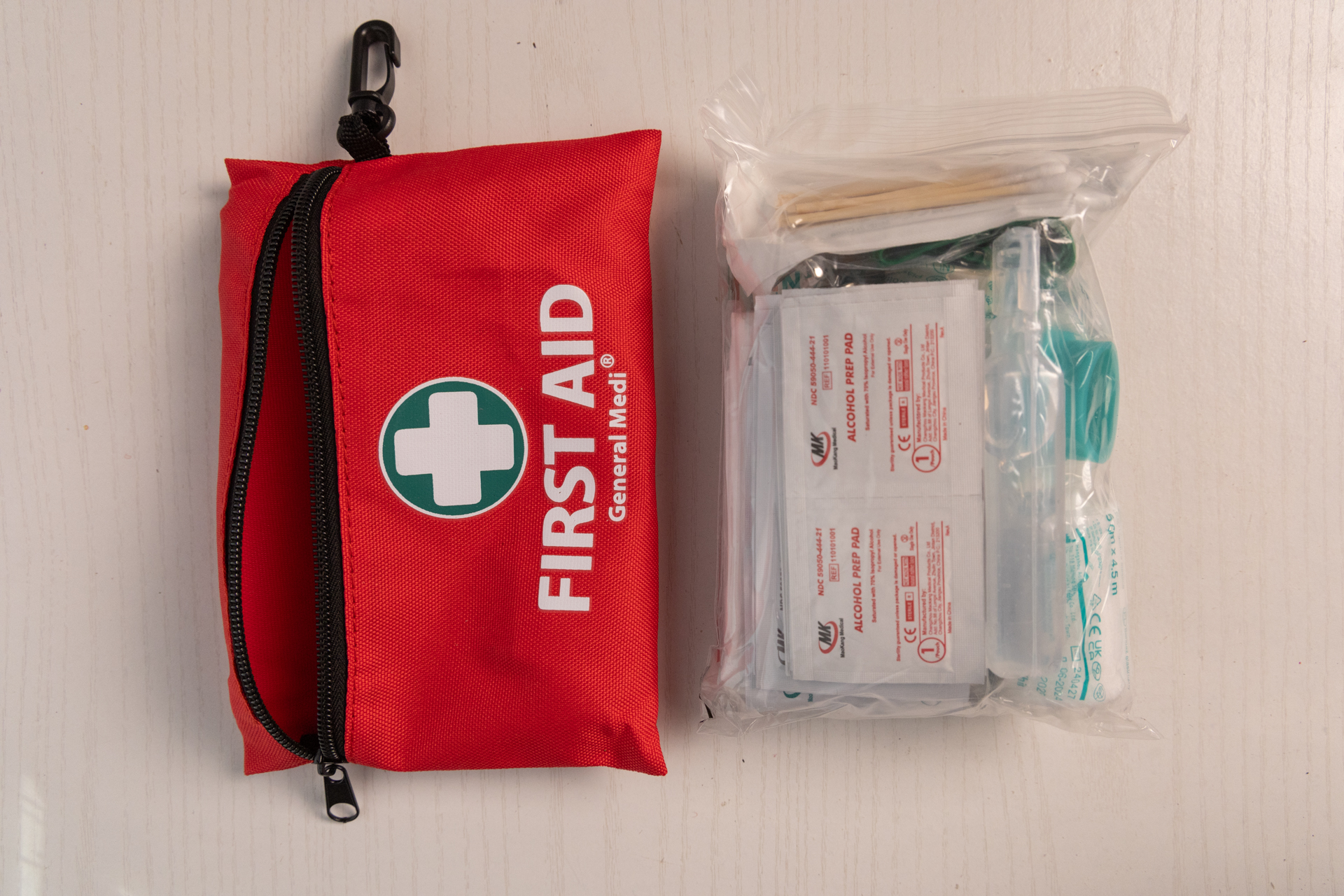 The supplies in the General Medi Mini are all packed in one plastic zip top bag.