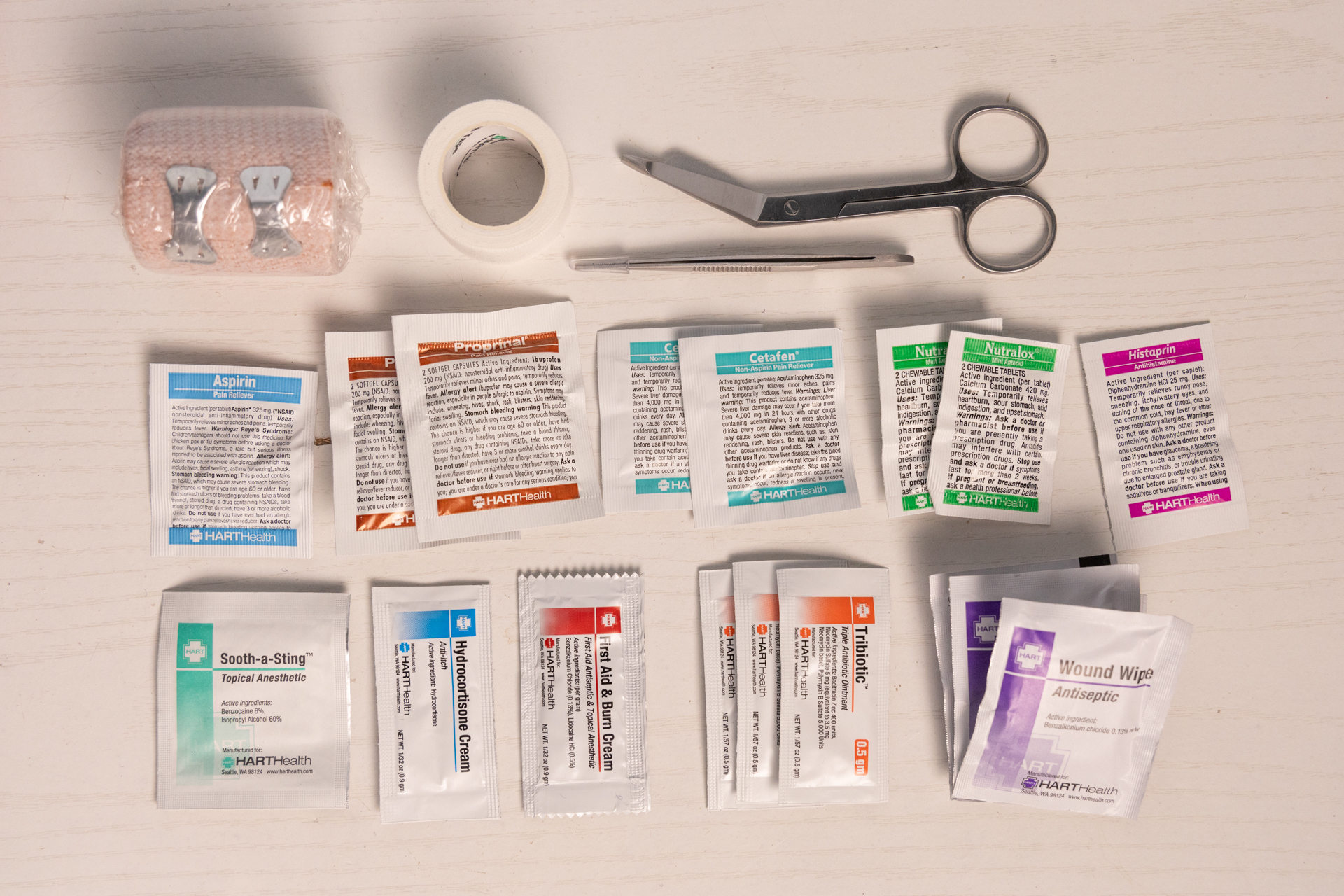 First aid supplies in the HART Weekend.