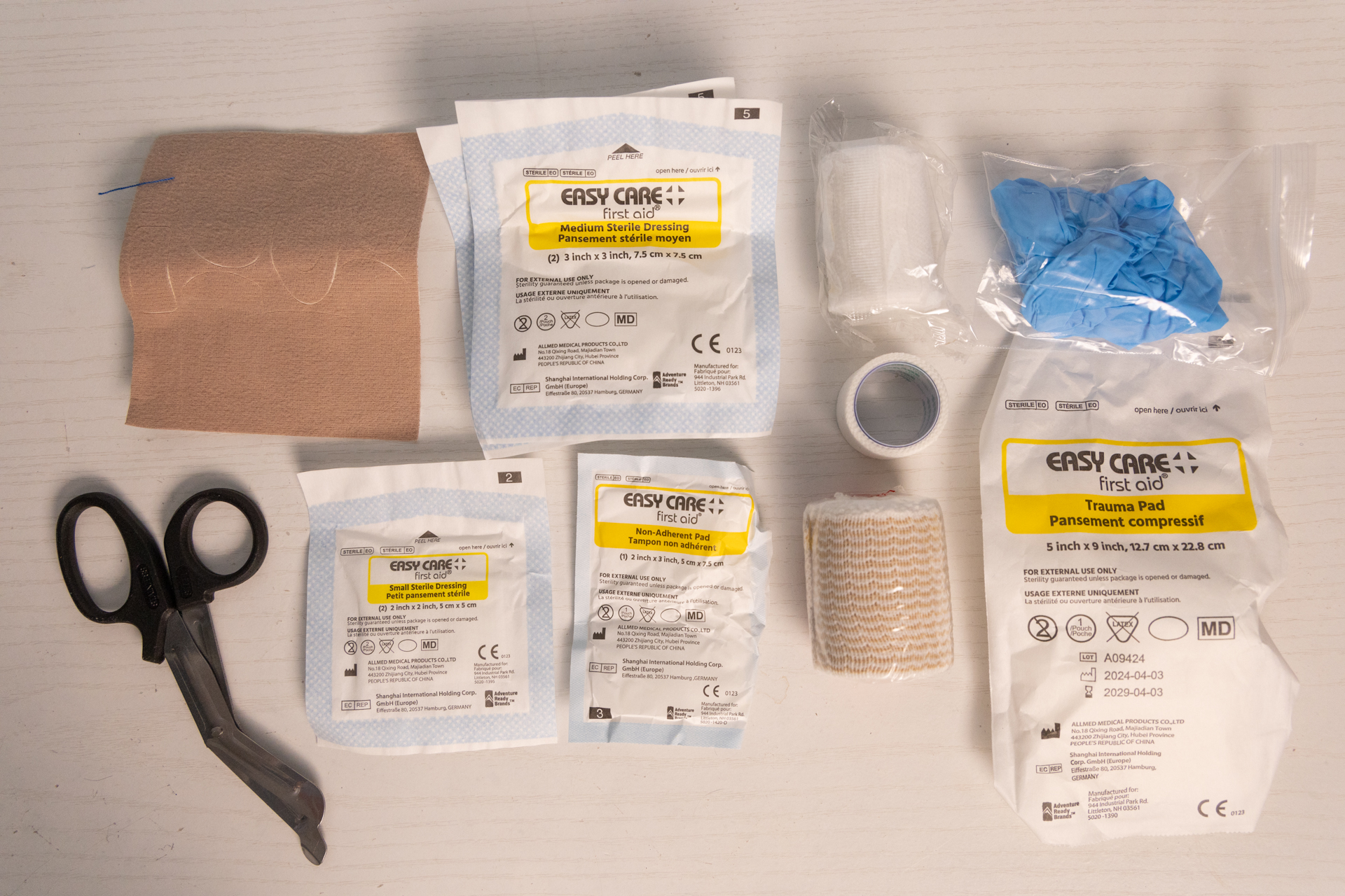 First aid supplies in the Adventure Medical Kits Hiker.