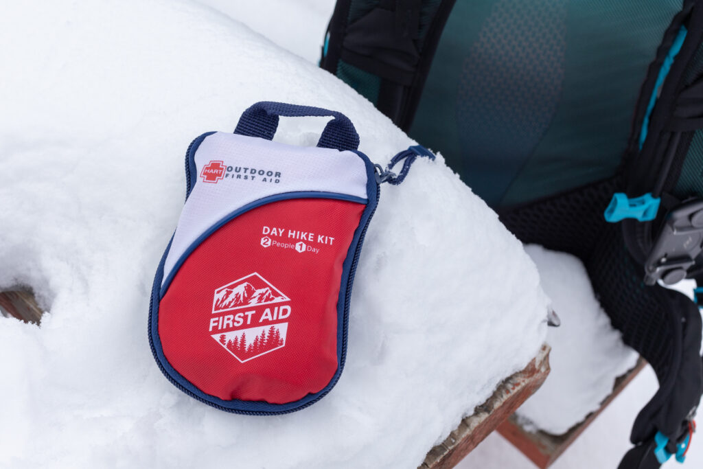 The HART Day Hike kit on snow.