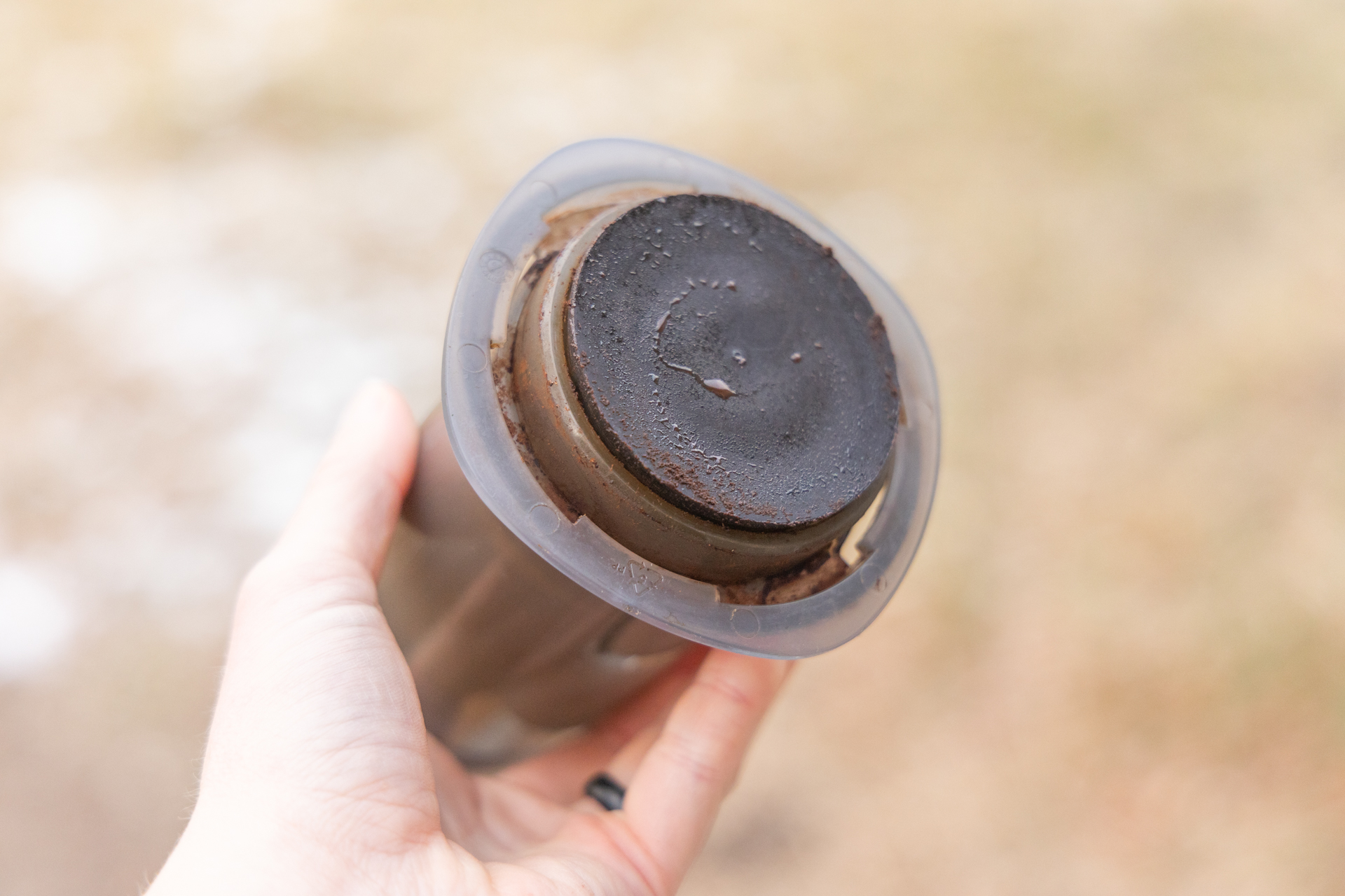A dirty Aeropress Go plunger.