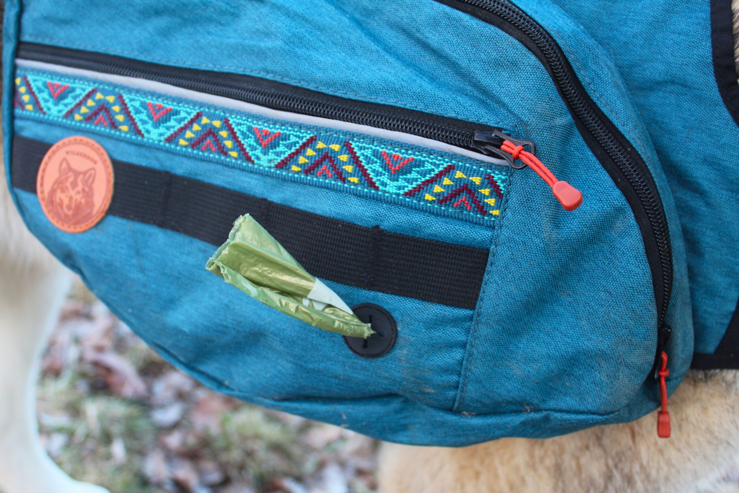 the poop bag dispenser on the the wilderdog pack