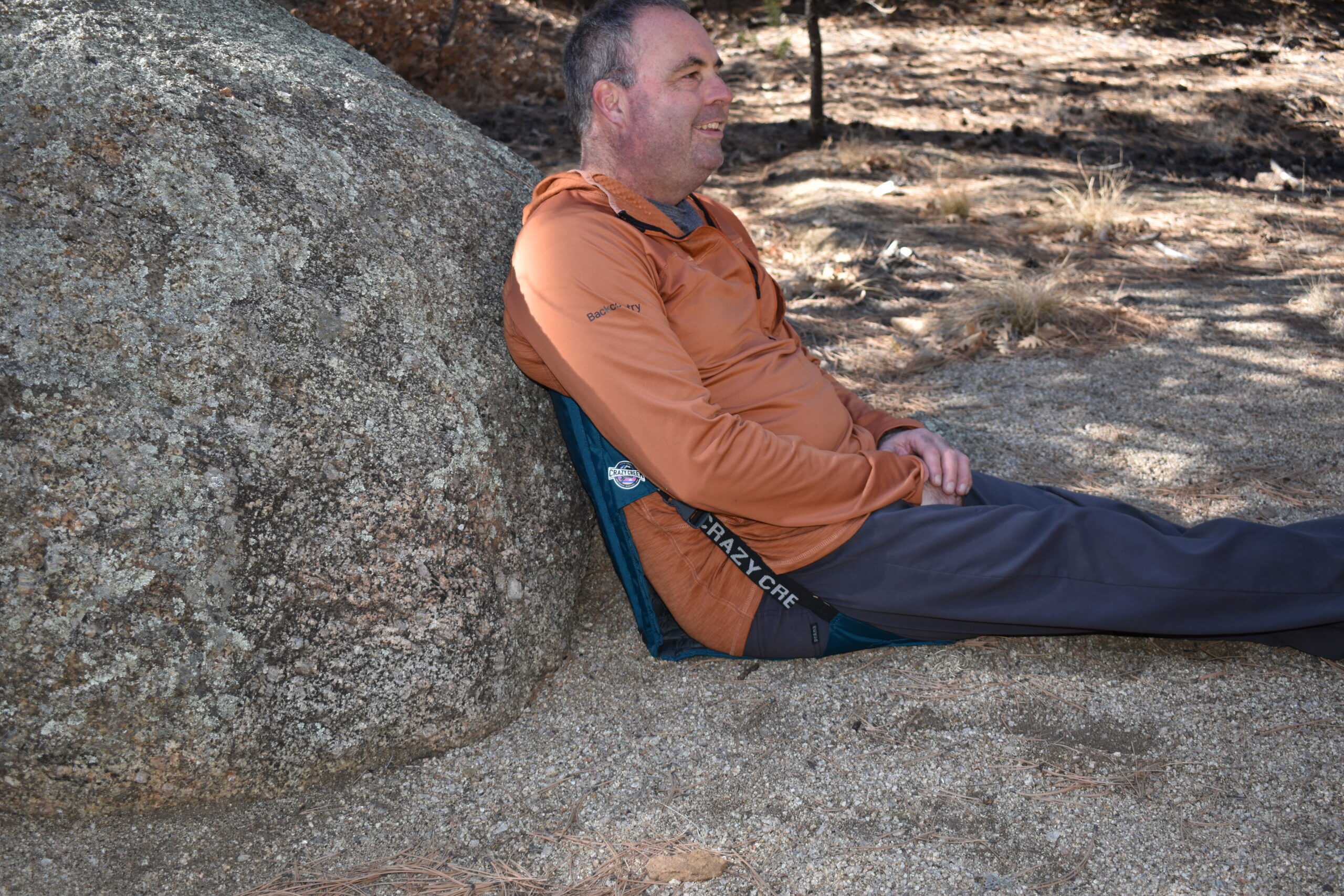 The Hex 2.0 keeps a hikers butt out of the sand while providing thin cushioning between his back and a boulder