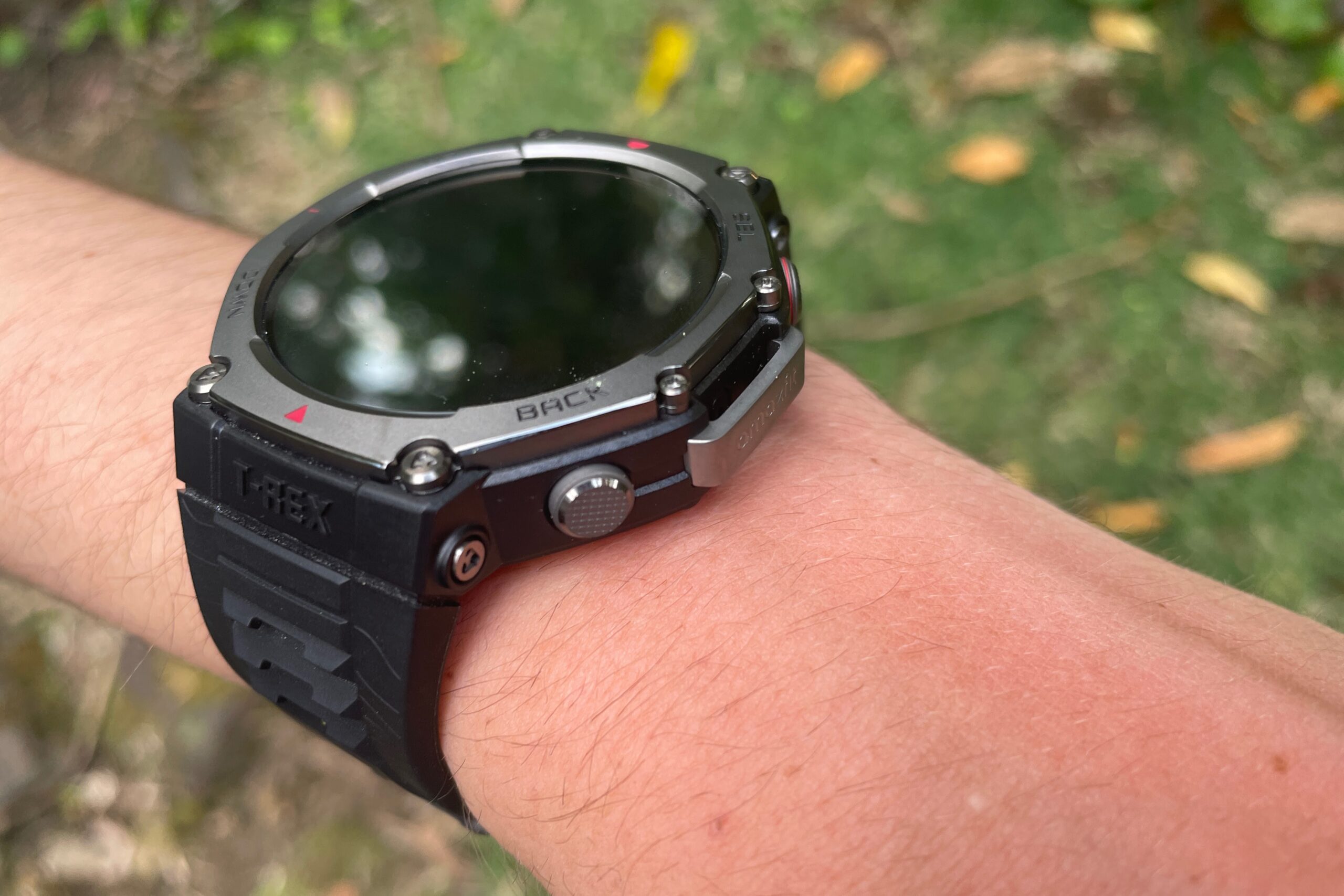 A side profile of a GPS watch