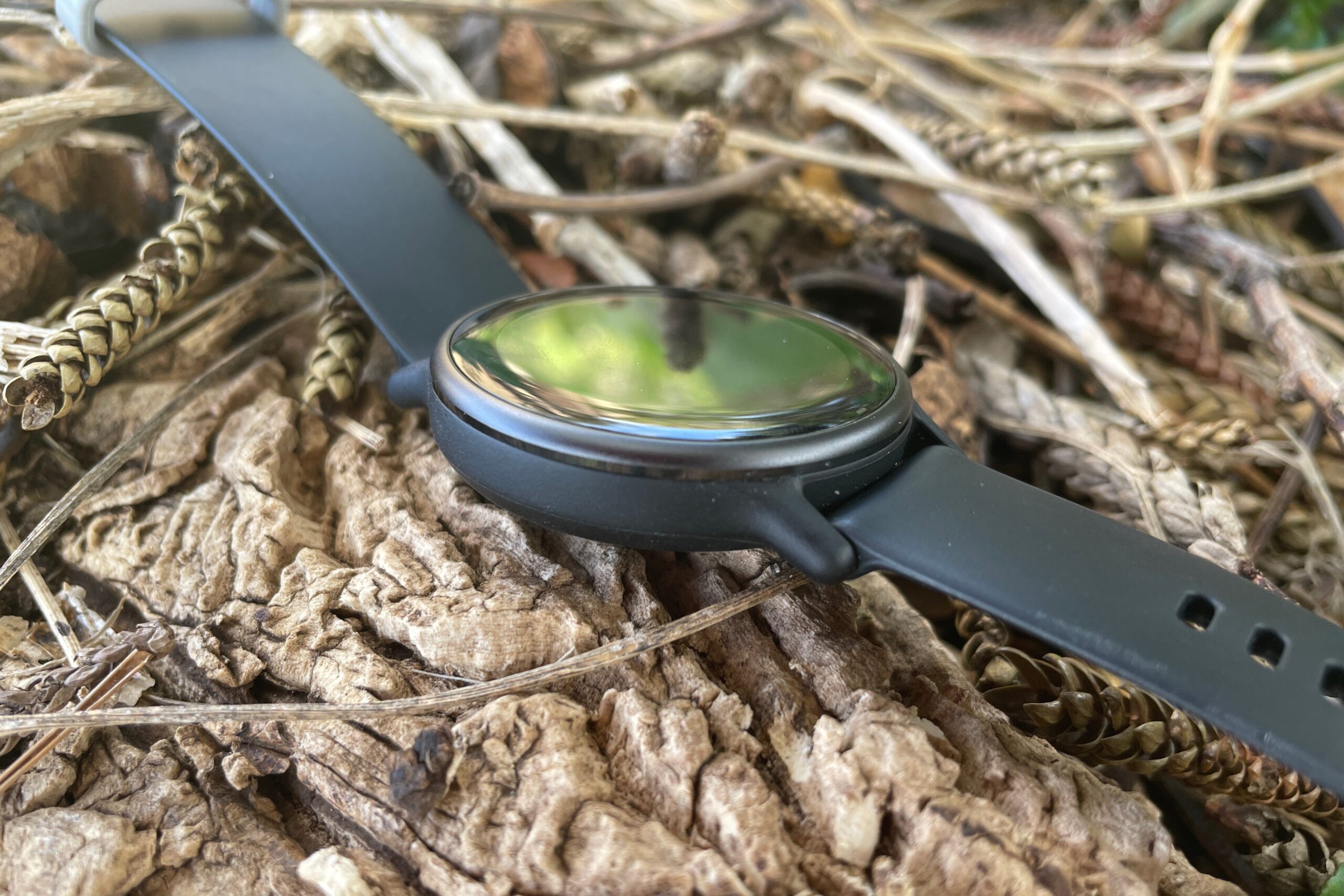 A closeup of the bevel of a watch.