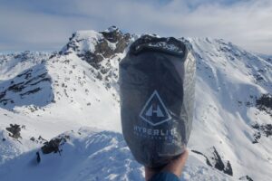 A closeup of a stuff sack