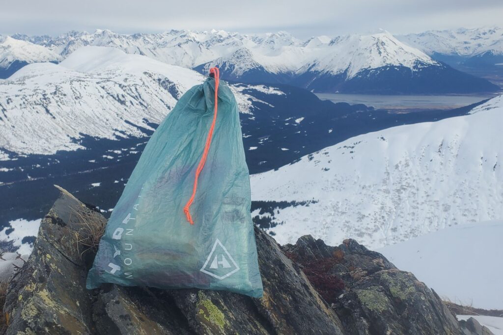 A closeup of a stuff sack
