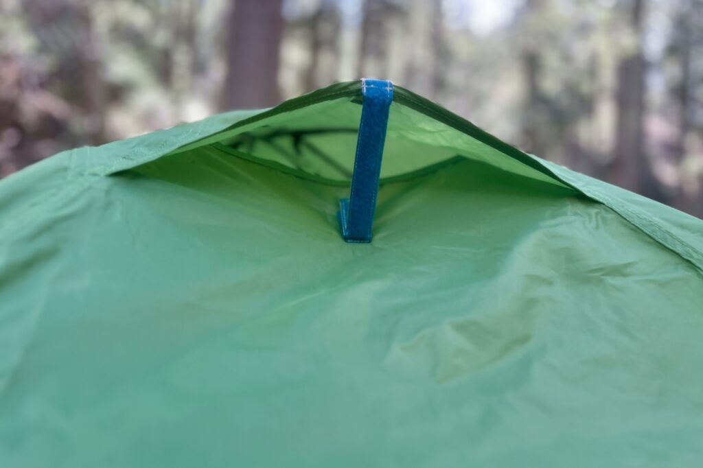 a close up of a tent's roof vents.