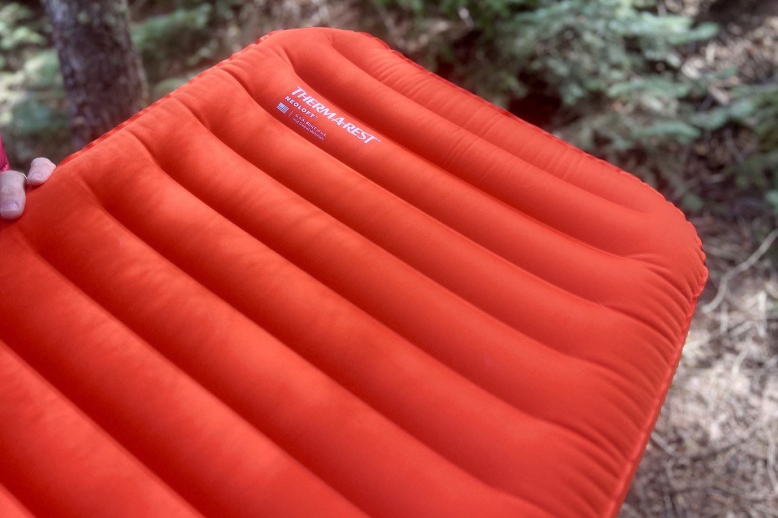 a closeup of the top of a sleeping pad