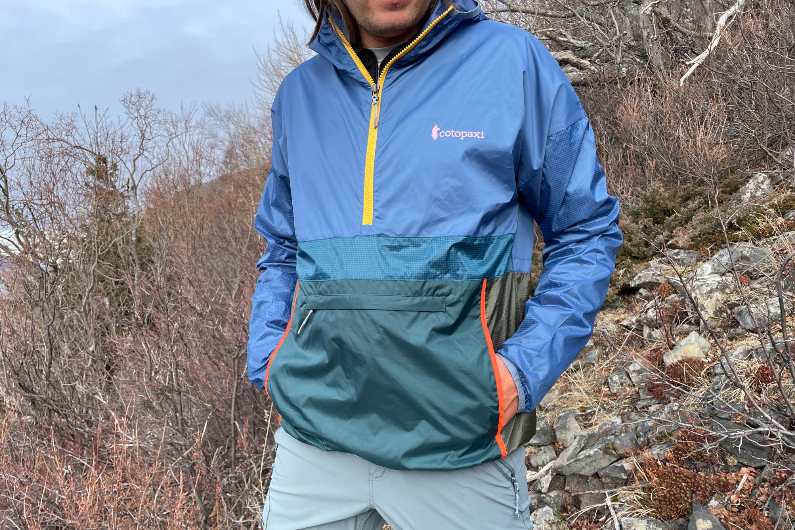 A closeup of a windbreaker.