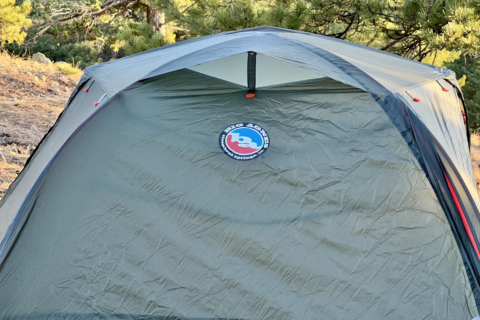 a close up of the ceiling vent on a big agnes tent