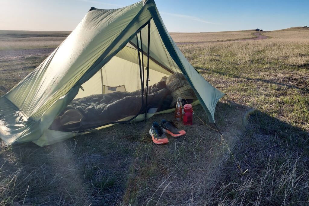The Loco Libre Operator Series Ghost Pepper 20 Quilt in camp in the Badlands of South Dakota