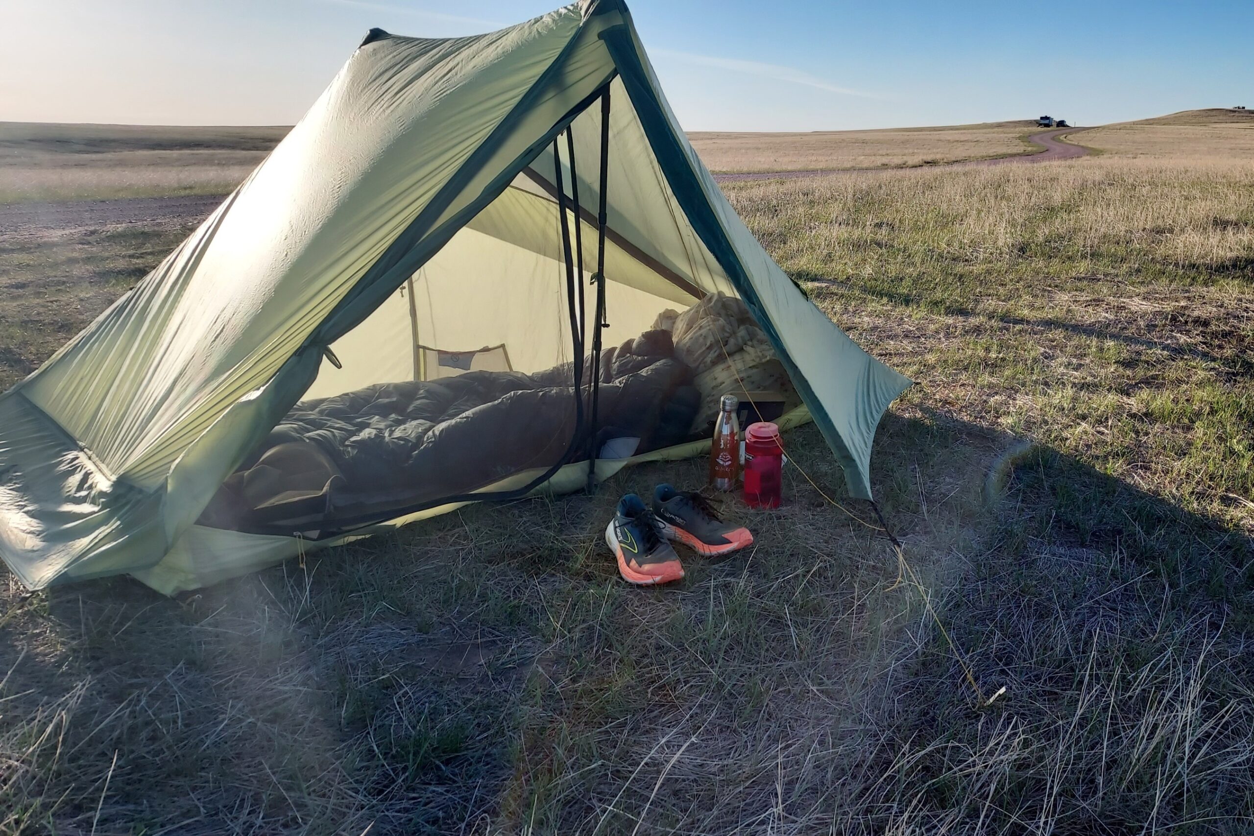 The Loco Libre Operator Series Ghost Pepper 20 Quilt in camp in the Badlands of South Dakota