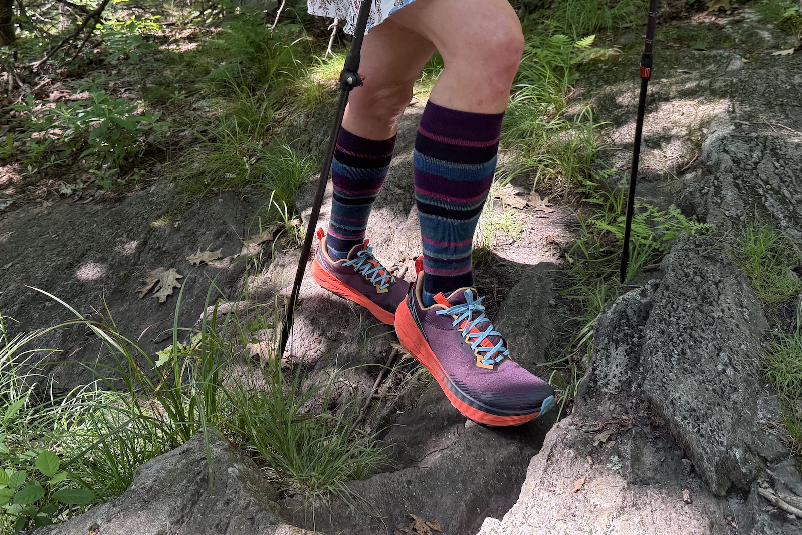 Close up of the Altra Experience Wild 2 on trail