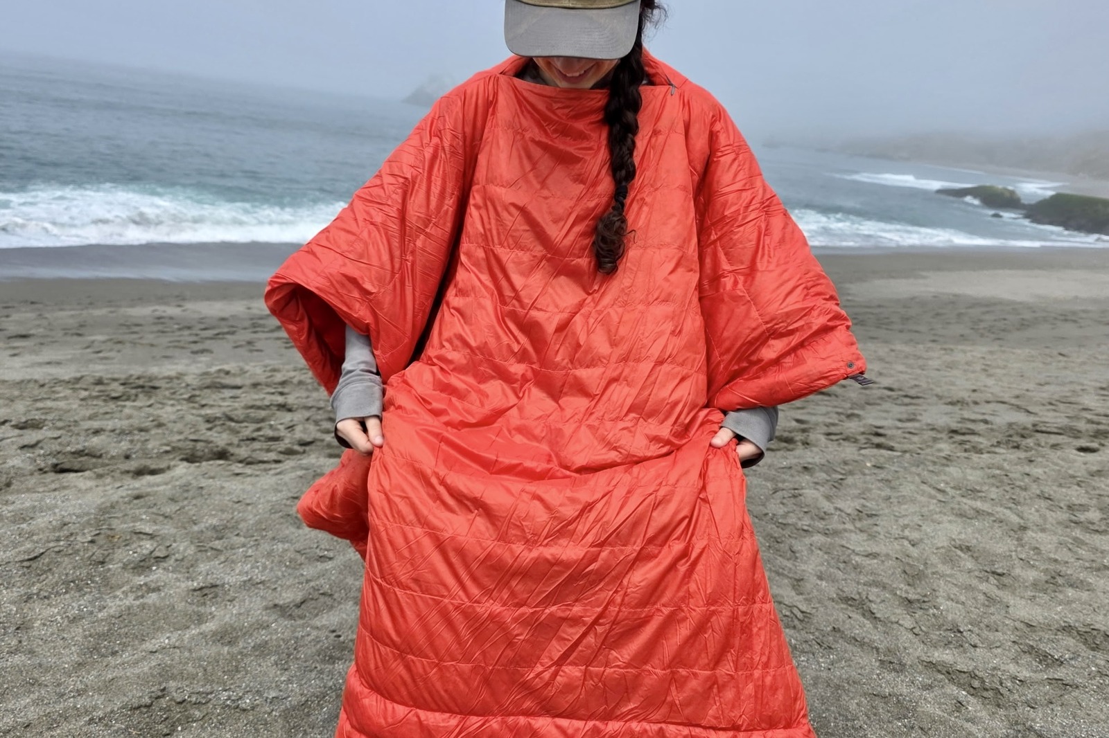 Close up showing the front of the Firebelly when worn as a poncho.