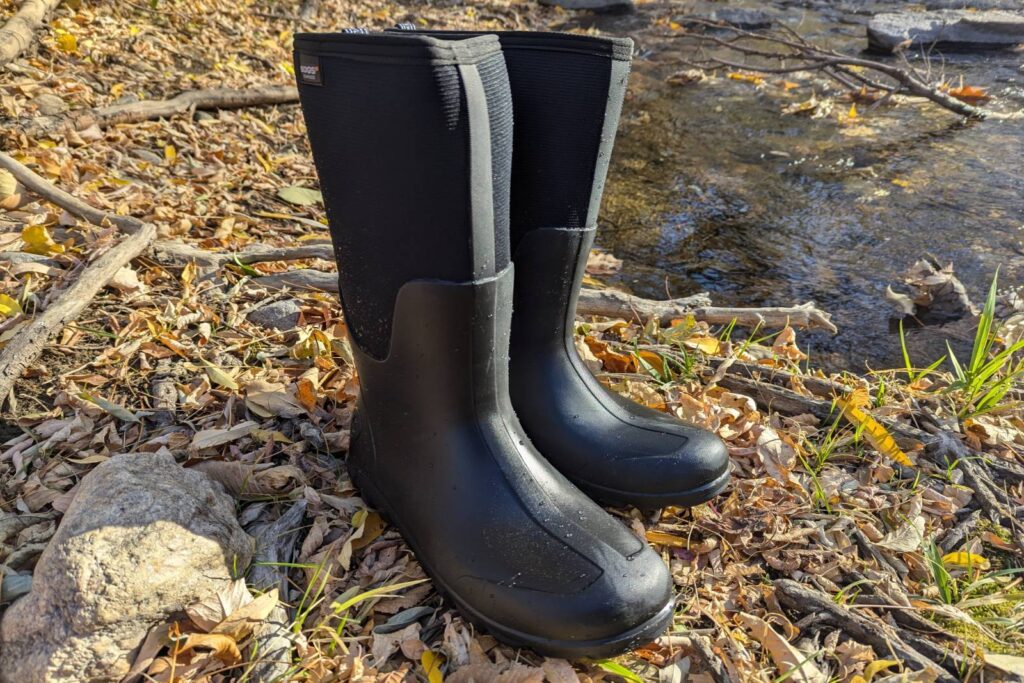 Beaded water streamside with the Bogs Classic Seamless Tall Boots.