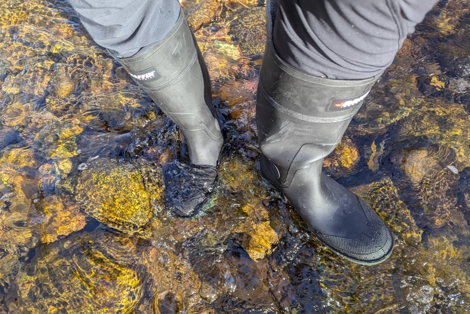 Standing in a stream with the Baffin Enduro Boots.