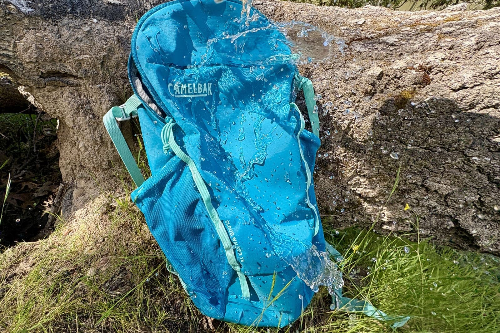 Water beads easily off a hydration pack.