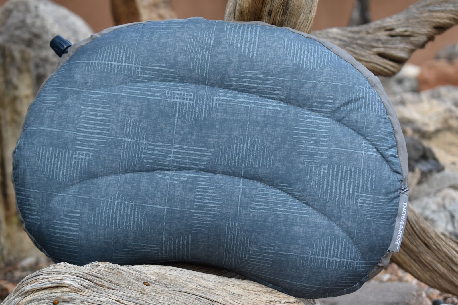 Close up of the down top and face fabric of the Air Head Down pillow.