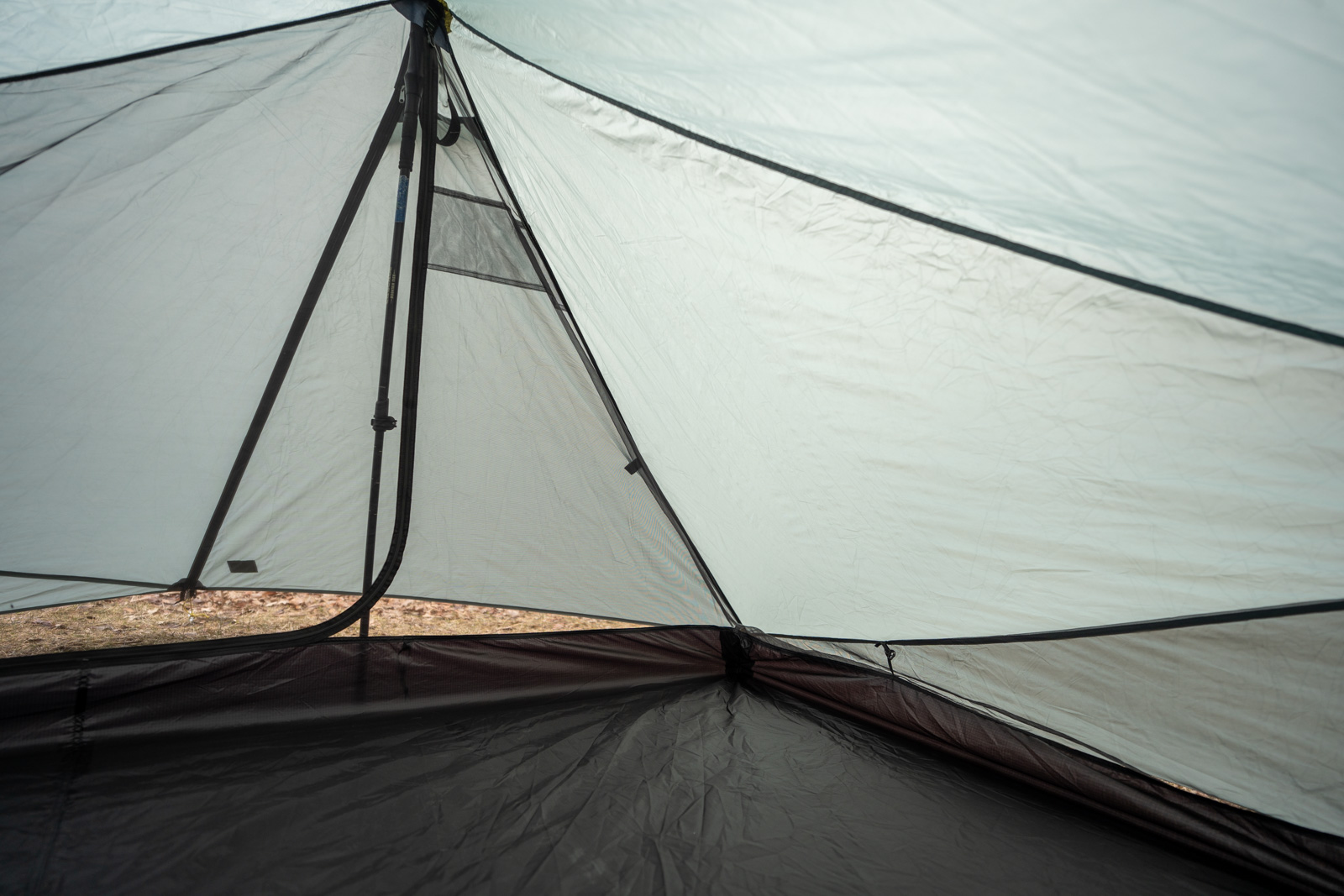 An interior of a tent