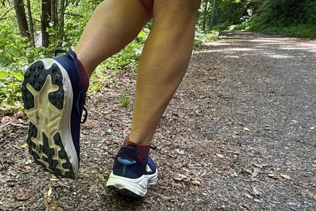 Close up of the tread on the Hoka Challenger 8