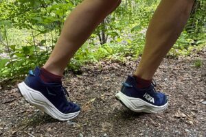 Close up of a runner wearing the Hoka Challenger 8