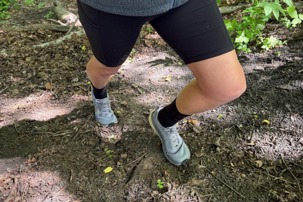 Close up of a runner wearing the Topo Terraventure 5