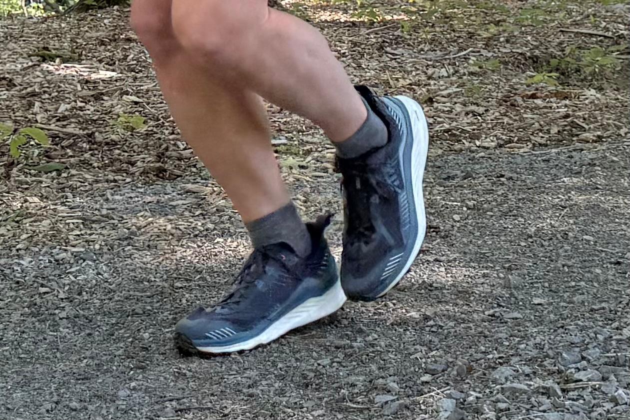 Close up of a runner wearing the Lowa Skyterra